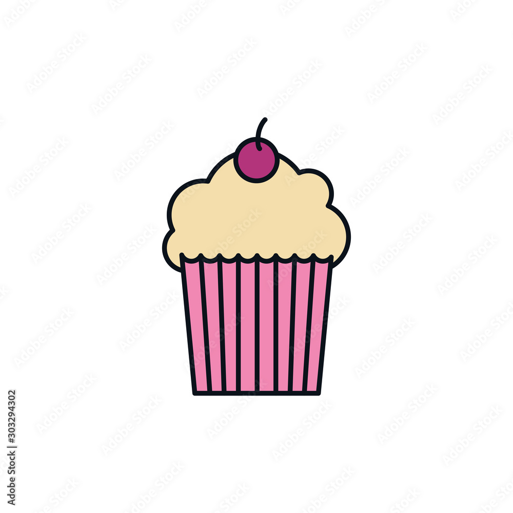 cupcake celebration party line fill design cupcake celebration party line fill design