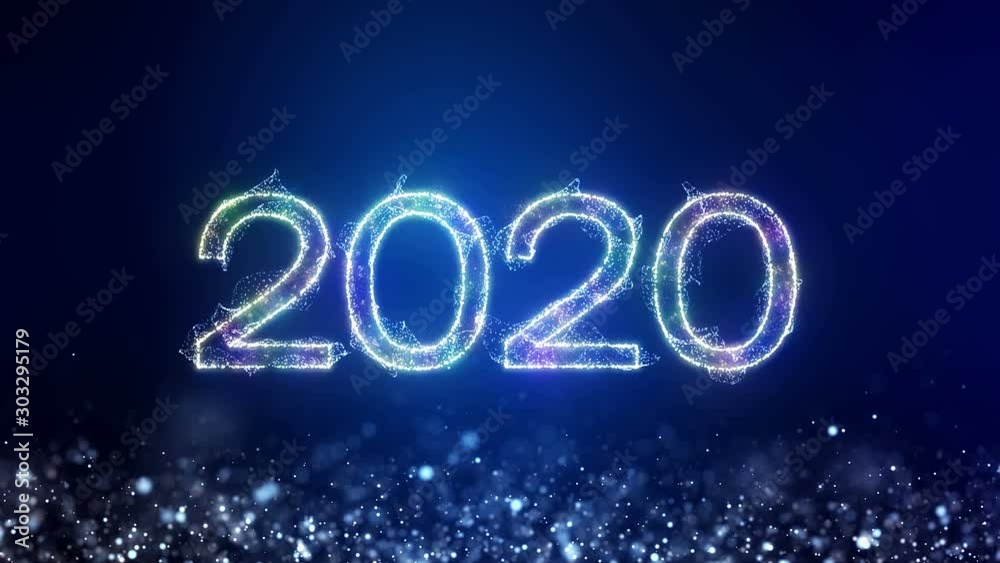 Video animation of golden light shining particles Bokeh over golden background and the message 2020 - represents the new year - holiday concept - Christmas