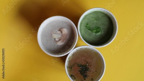 soups in a glass. view from above