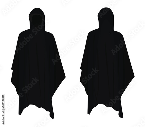 Black rain coat. vector illustration