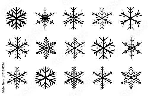 Snowflakes set isolated on white background. Vector illustration