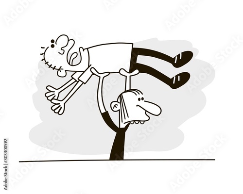 Angry man. Tussle. Vector Illustration. Bad habits.