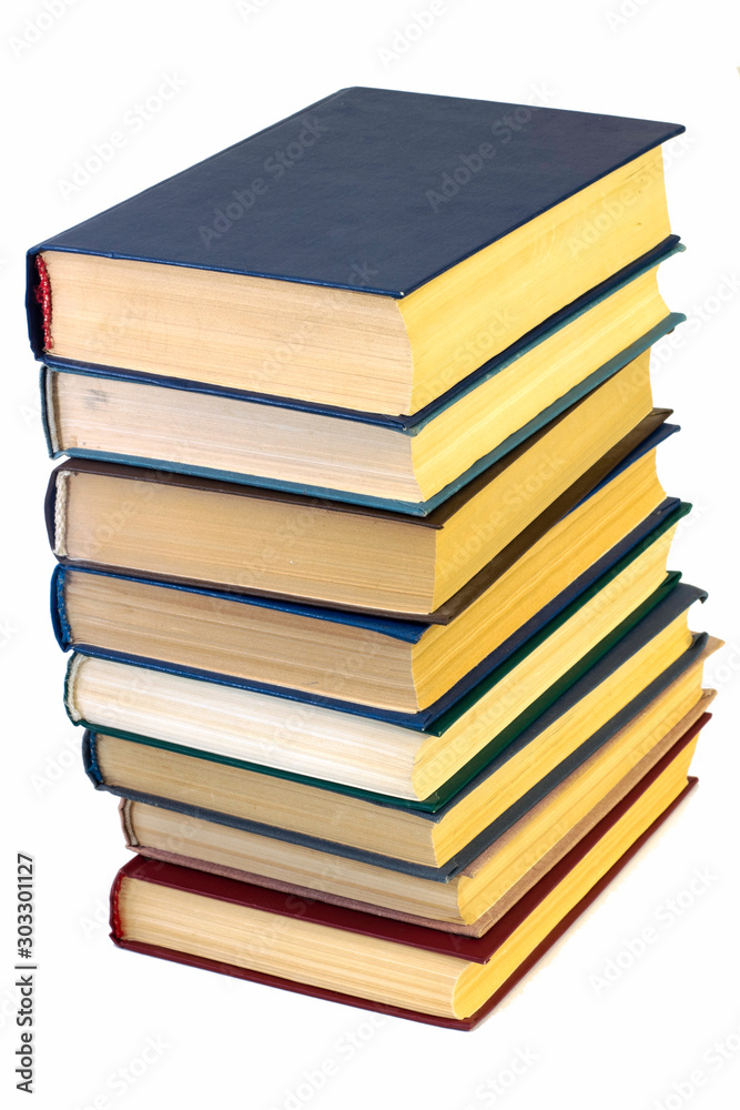 stack of eight books isolated on the white background stack of eight books isolated on the white background