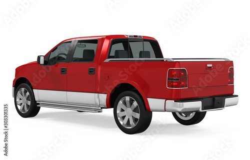 Red Pickup Truck Isolated