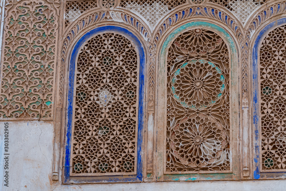 Typical Moroccan windows, Marrakesch, Morocco