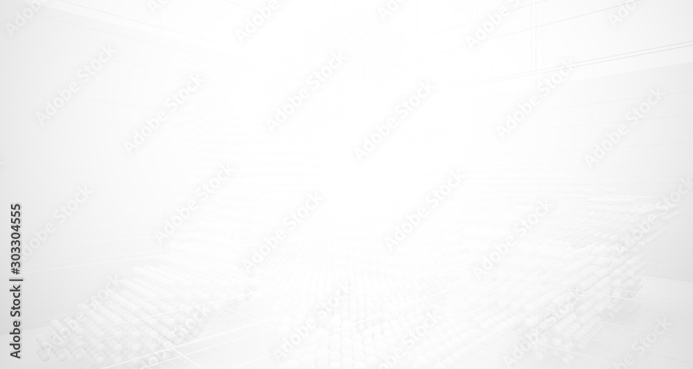 Abstract white architectural interior from an array of spheres with large windows. 3D illustration and rendering. Abstract white architectural interior from an array of spheres with large windows. 3D illustration and rendering.