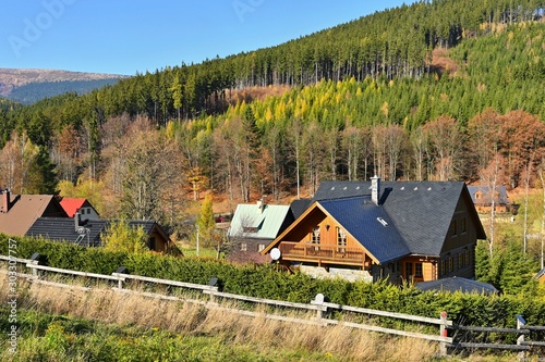 Beautiful landscape with forest and sky on mountains. Pure nature around Jeseníky - Czech Republic - Europe.