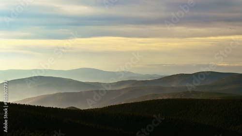 Fototapeta Naklejka Na Ścianę i Meble -  Beautiful landscape with forest and sky on mountains. Pure nature around Jeseníky - Czech Republic - Europe.
