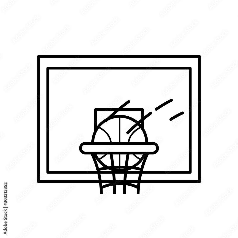 sport ball basketball in basket line style sport ball basketball in basket line style