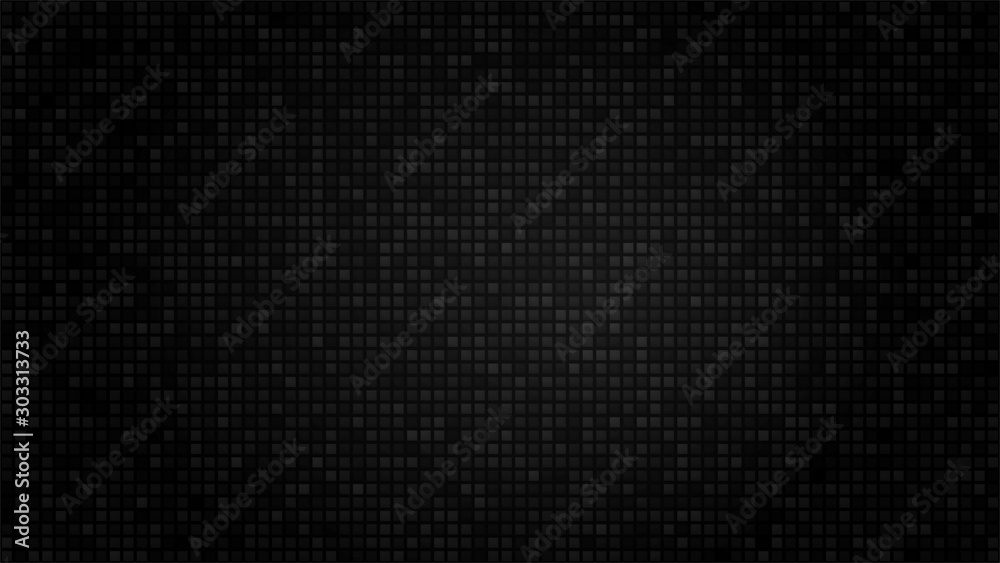 Black abstract background. Squares texture. 