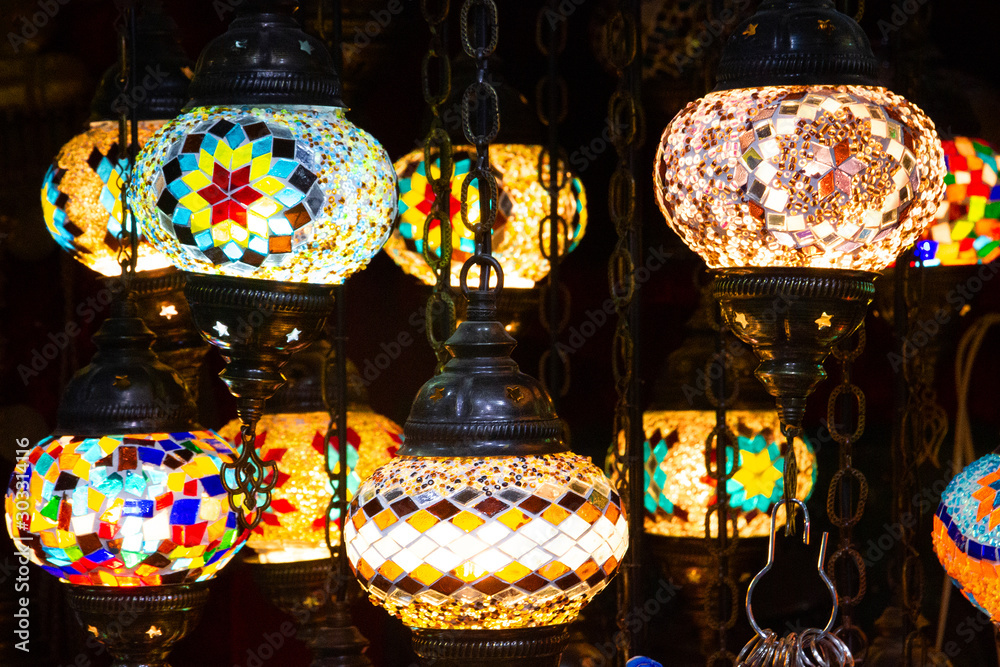 Arabian style decorative glass lamps in souvenir shop, Muscat, Oman. Stock  Photo | Adobe Stock