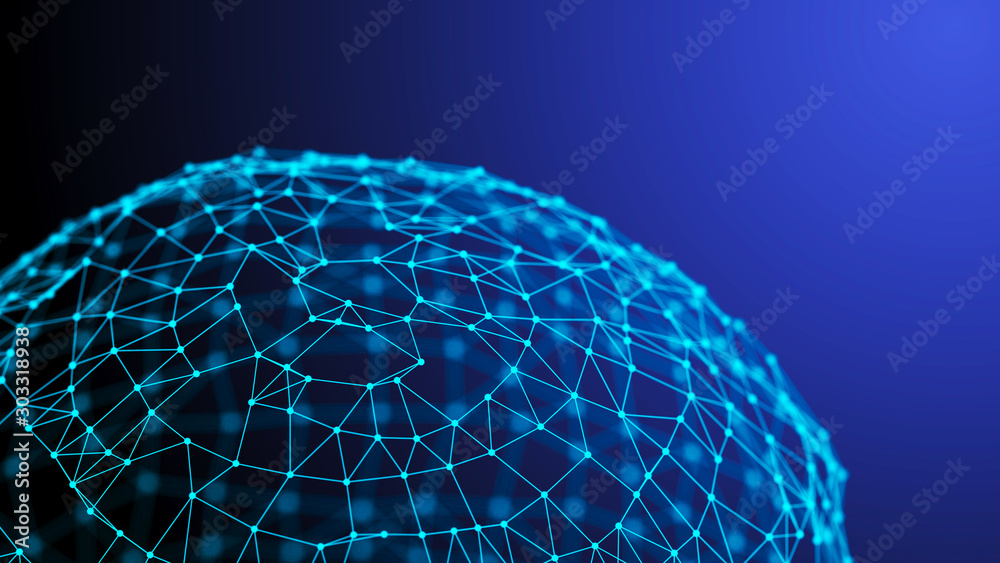 Global network connection. World map points and lines composition. 3D rendering. - obrazy, fototapety, plakaty 
