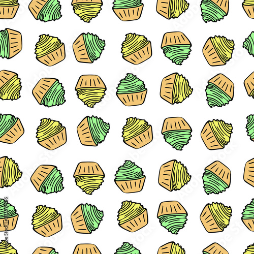 Cakes with cream seamless pattern.