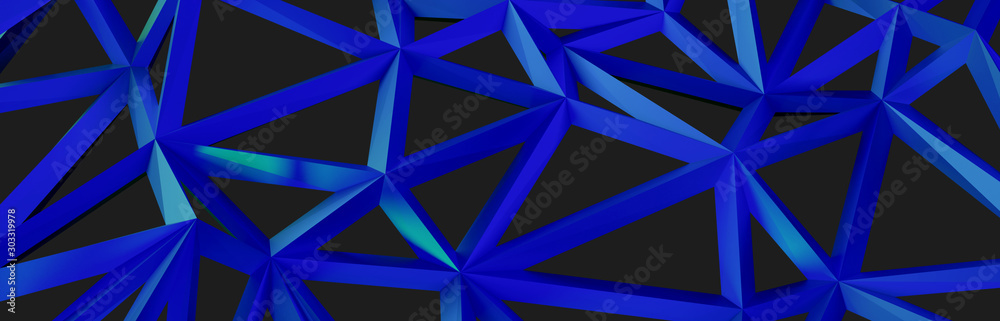 3d ILLUSTRATION, of blue abstract crystal background, triangular texture, wide panoramic for wallpaper, 3d futuristic blue background low poly design 3d ILLUSTRATION, of blue abstract crystal background, triangular texture, wide panoramic for wallpaper, 3d futuristic blue background low poly design
