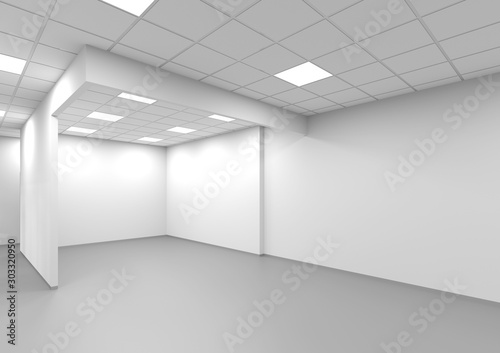 An empty white office interior background  3 d