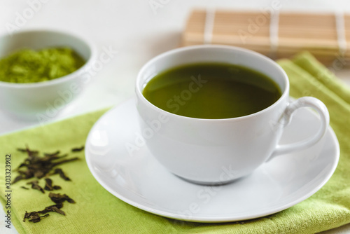 Green tea matcha in a white cup