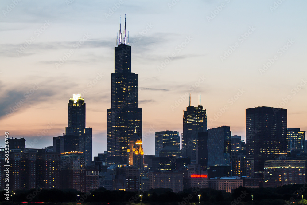 Backlit Chicago wallpaper