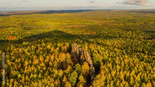 Rocks in autumn. Seven brothers. Ural mountains. Sverdlovsk region. Russia photo