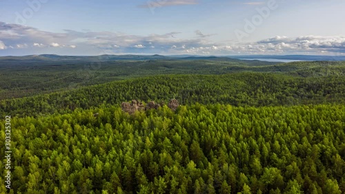 Hills and rocks in summer. Ural mountains. Sverdlovsk region. Russia photo