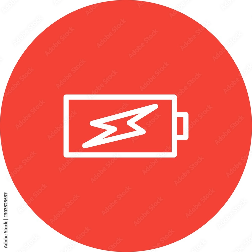 Round Battey Charging Icon With White Background Round Battey Charging Icon With White Background