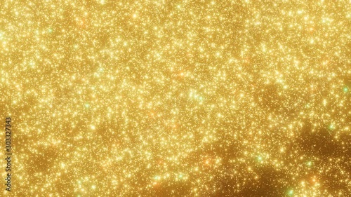 looping background, sparkling moving sea of golden glitter lit by bright lights, 4k