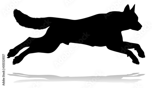A detailed animal silhouette of a pet dog photo