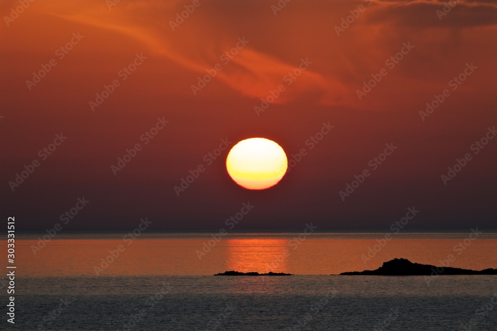 sunset over the sea, Crete island, Greece