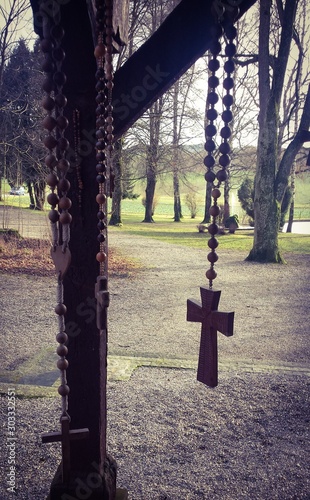 Rosary in front of the chapel in Gloett, Bavaria in Germany photo