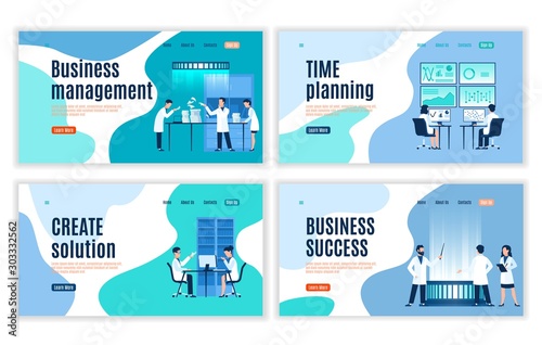 Management strategy sites. Abstract consulting and marketing network for web design vector landing page