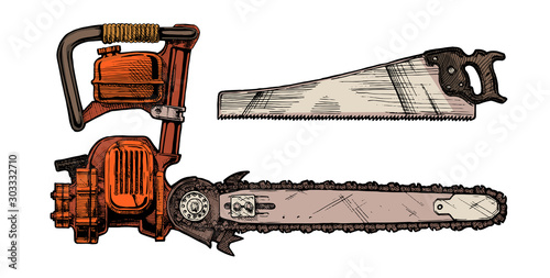hand saw and chainsaw