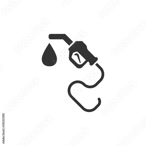 Fuel pump icon in flat style. Gas station sign vector illustration on white isolated background. Petrol business concept.