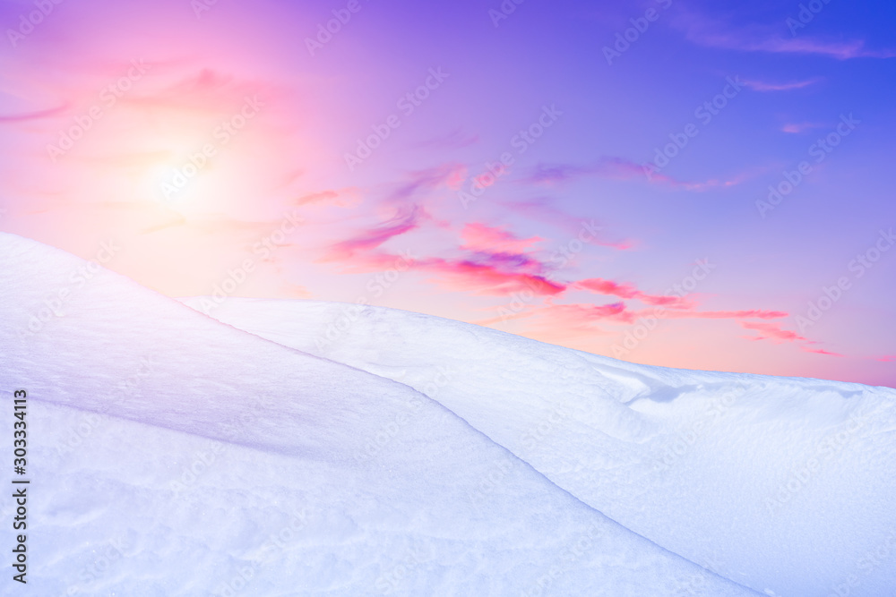 Snow mountain and beautiful colorful sky