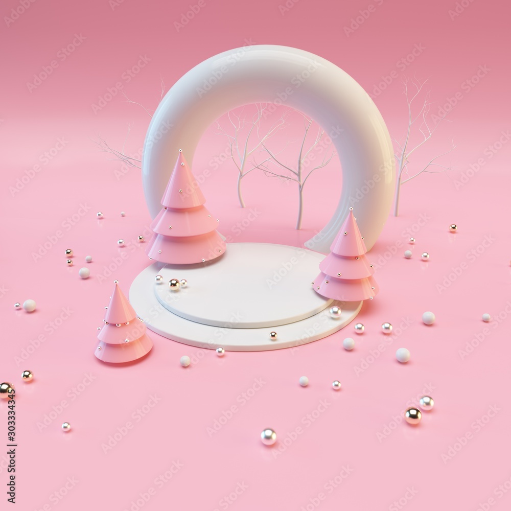 Christmas 3d rendering scene podium display with Xmas objects abstract background. - Illustration Christmas 3d rendering scene podium display with Xmas objects abstract background. - Illustration