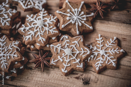 christmas cookies with cinnamon stick and star anise