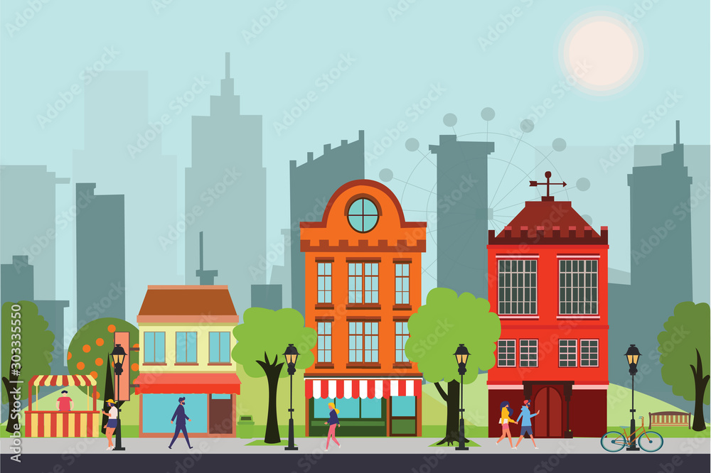Obraz premium vector illustration of city