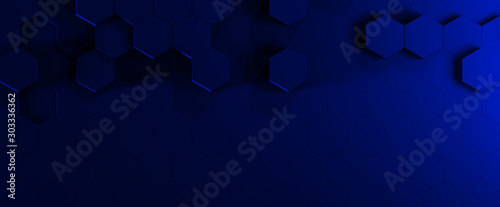 3d BLUE illustration of honeycomb ABSTRACT BACKGROUND, FUTURISTIC HEXAGONAL WALLPAPER, BACKGROUND