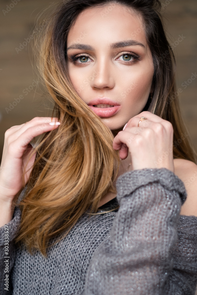 portrait of young woman with nude makeup portrait of young woman with nude makeup