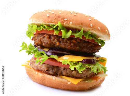 American hamburger on a white background