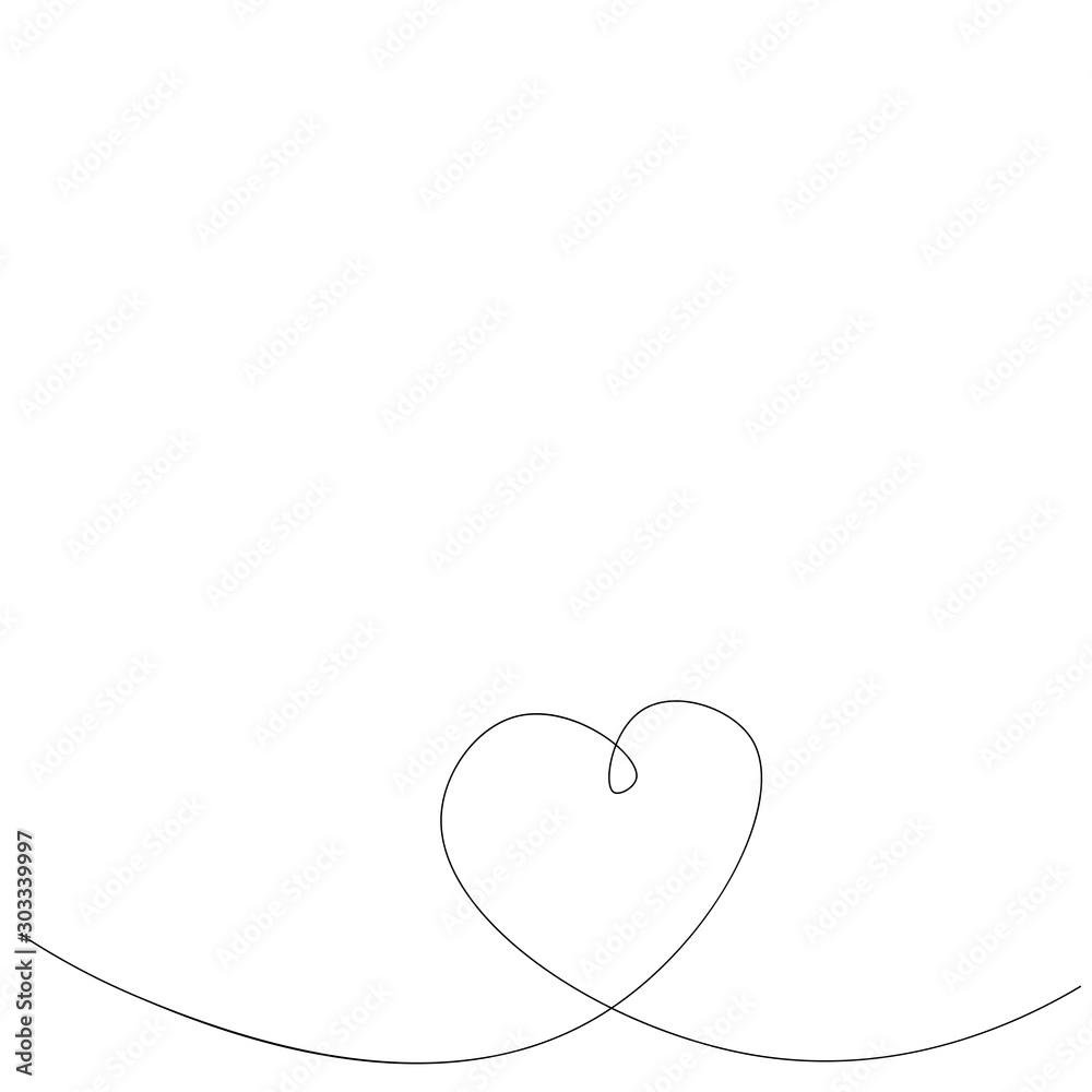 Heart card, line drawing. Vector illustration