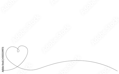 Heart valentines day card, line drawing. Vector illustration