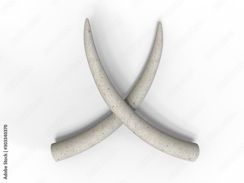Ταπετσαρία 3d illustration of ivory tusk placed in an x mark on white background