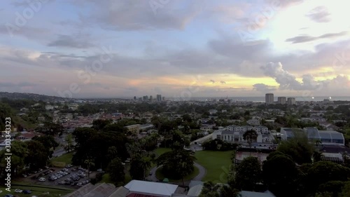 Port Of Spain Trinidad Skyline at sunset photo