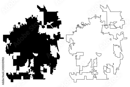 Fort Collins City (United States cities, United States of America, usa city) map vector illustration, scribble sketch City of Fort Collins map