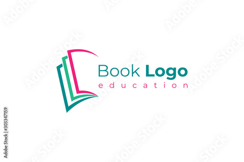 Open Book Logo Education Knowledge Symbol Paper Icon Concept Design Template Element isolated on white background. Flat Vector Illustration.