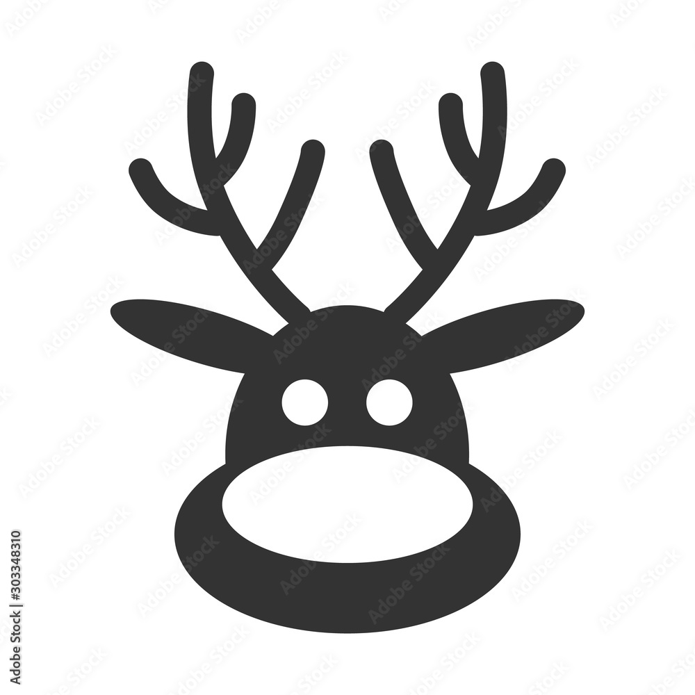 Horned deer solid icon. Christmas deer vector abstract illustration isolated on a white background Horned deer solid icon. Christmas deer vector abstract illustration isolated on a white background