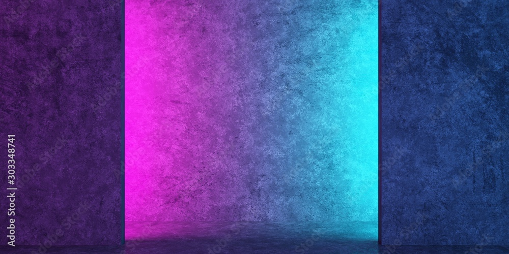 aperture in the wall with pink-blue backlight aperture in the wall with pink-blue backlight