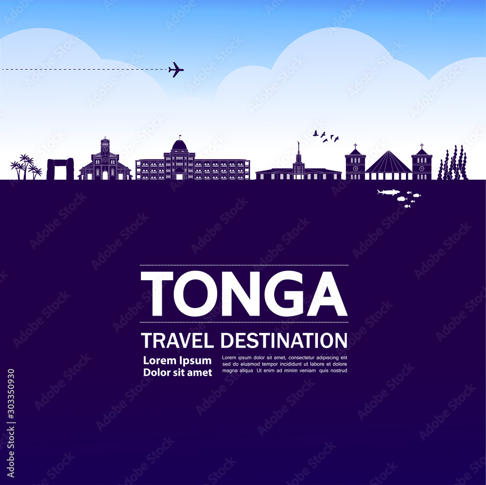 Tonga travel destination grand vector illustration.