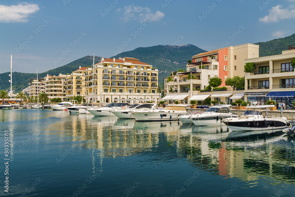 Beautiful yachts at the port of Tivat, Montenegro.