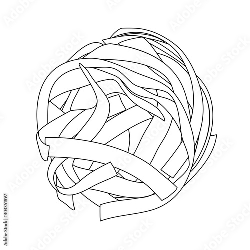 Sketch tagliatelle vector pasta, for menu and design, italian food. Vector illustration.