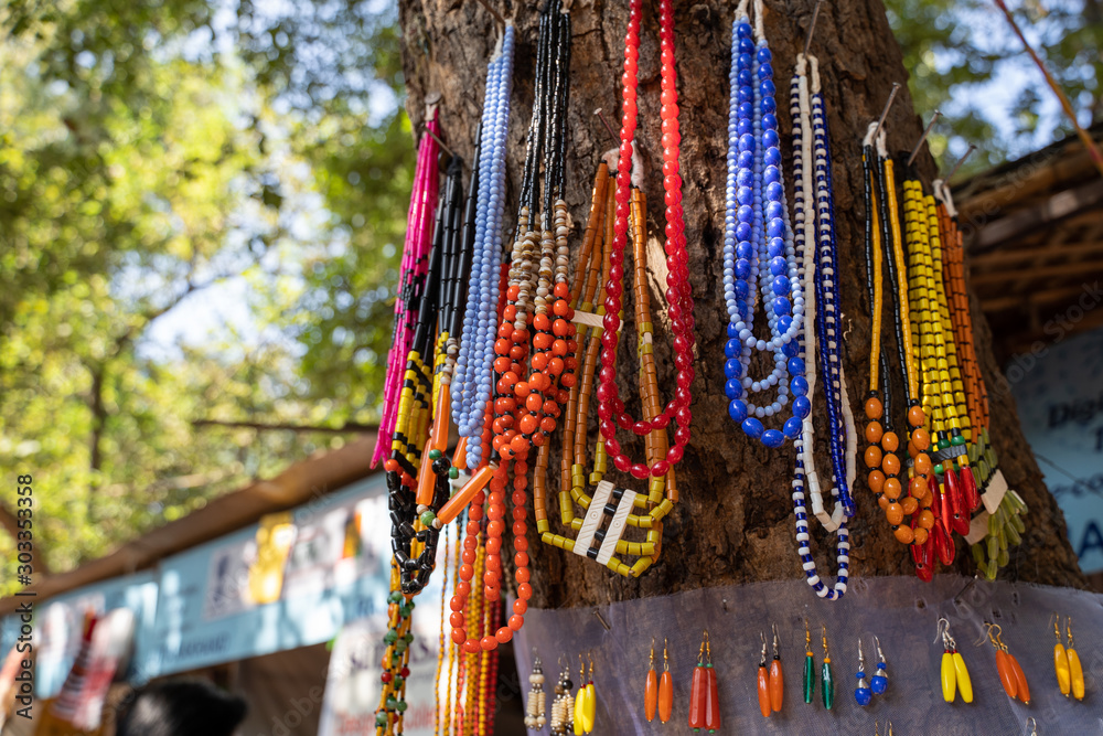 Handmade traditional necklaces, pendants and earrings and other jewelry for  sale at Dilli Haat, an outdoor handicraft bazaar market in New Delhi India  Stock Photo | Adobe Stock